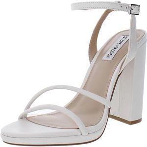 Steve Madden Womens Jennifer  White Leather Open Toe Heels Shoes NWT